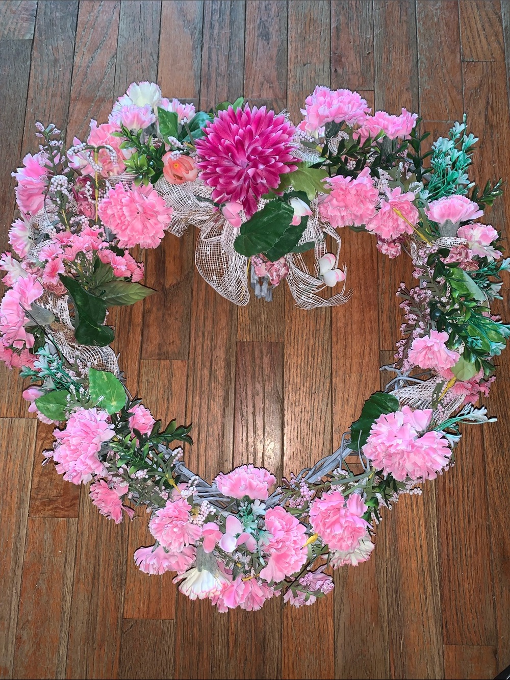 Pink Floral Heart Wreath